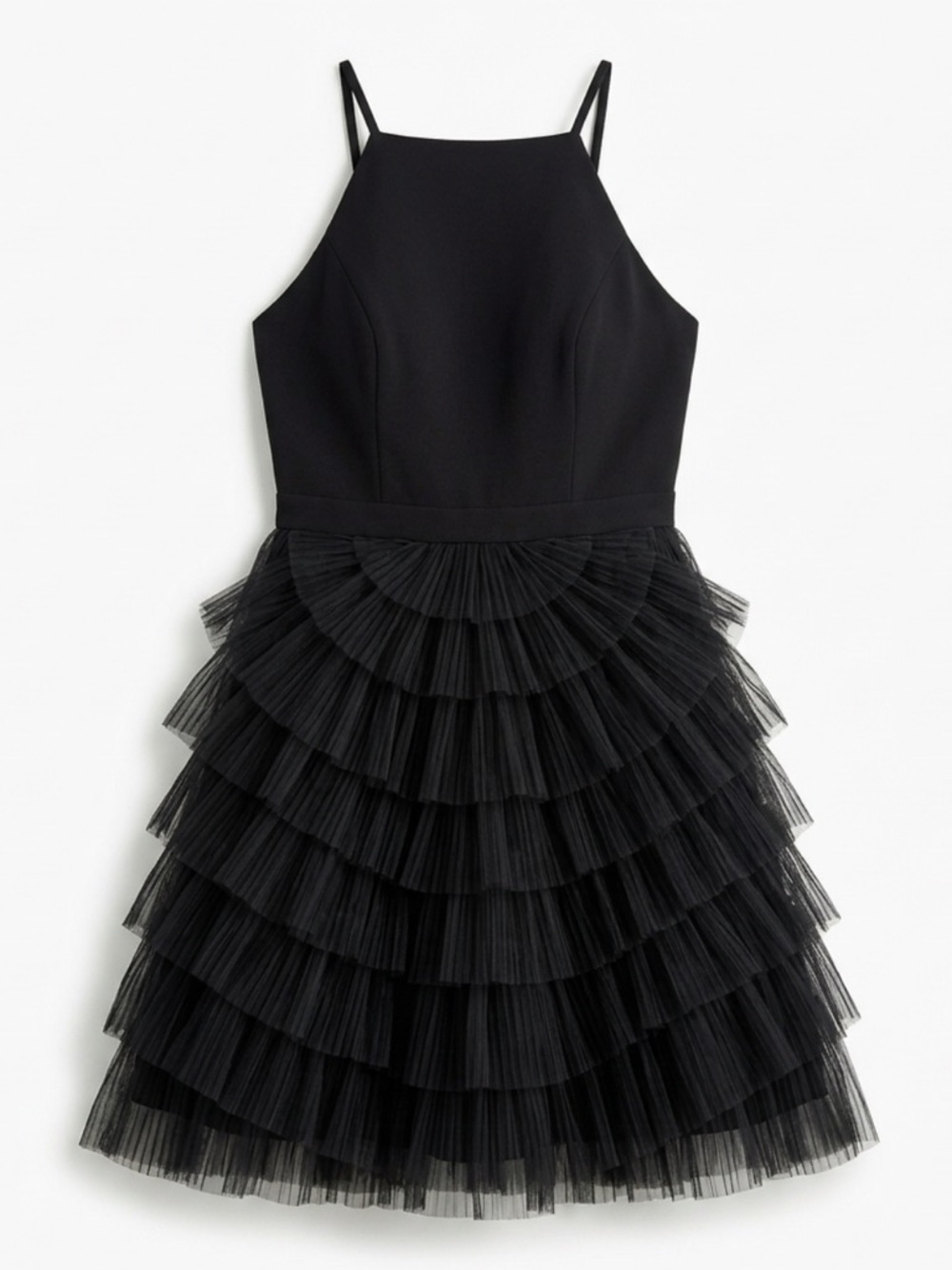BCBG MAXAZRIA Black Tiered Tulle Party Dress